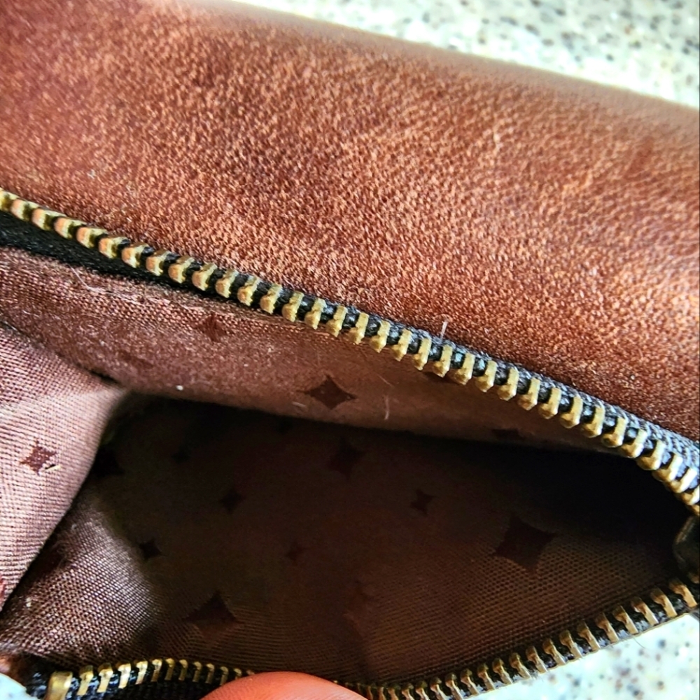 Fossil Turn Lock Trifold Card Wallet In Pecan, Le… - image 3